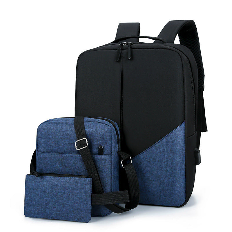 Men's Leisure Travel Large Capacity Three-piece Multifunctional USB Backpack