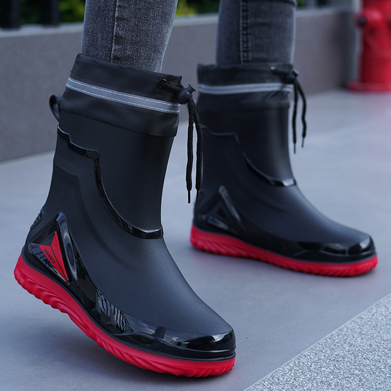 Unisex Waterproof Rubber Boots Ankle Length PVC Rain Boots