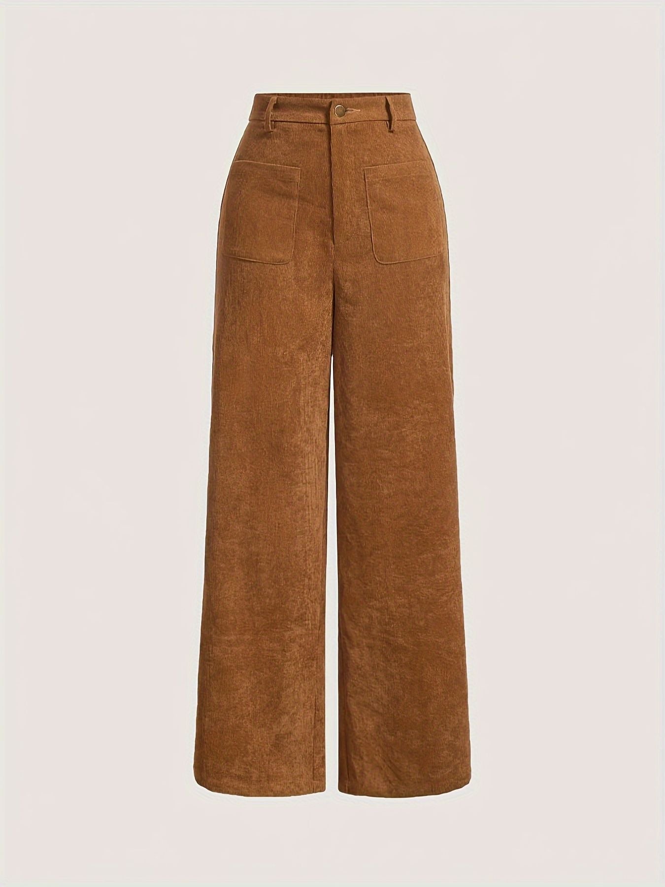 Women’s Corduroy Straight-Leg Pants – Casual Mid-Waist Trousers