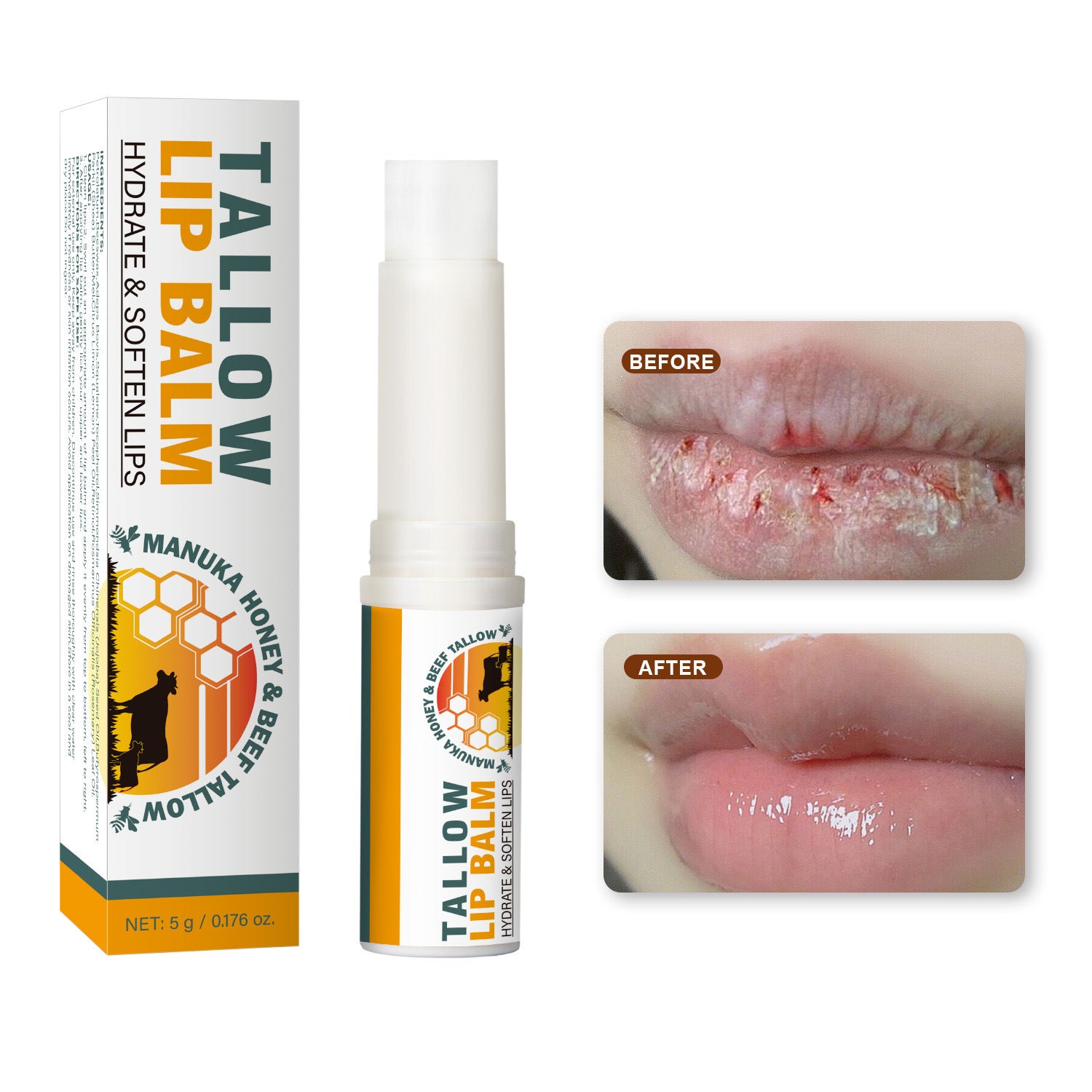 Nourishing Tallow Lipstick – Moisturizing Natural Formula, 5g