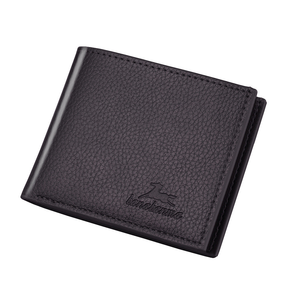 Men's BiFold PU Leather Wallet Slim Litchi Pattern Pro