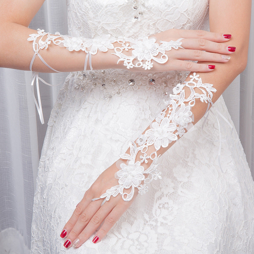 New Wedding Bride Wedding Fingerless Gloves Short Lace