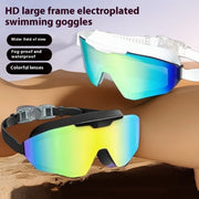 Plated Swimming Goggles Set with Nose Clip & Earplugs – Adult & Kids Models