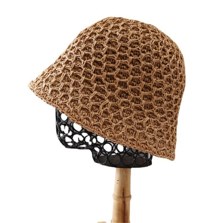 Women's Hollow Breathable Mesh Straw Bucket Hat