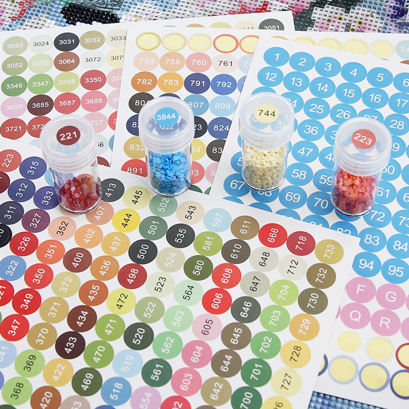 Diamond Painting Round Sticker Set – DMC Color Card Number Labels