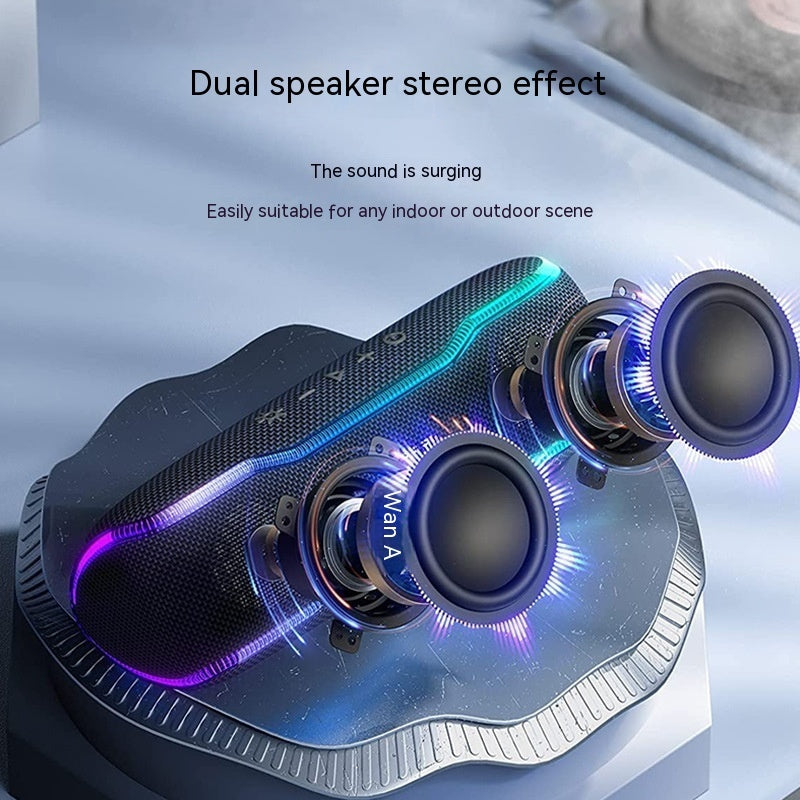 Colorful RGB Lamp 25W Subwoofer Outdoor Portable Waterproof Beat Drum Bluetooth Speaker