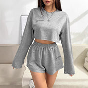 Women's Long-sleeved T-shirt Short Suit