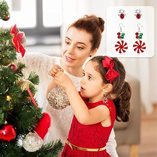 Women's Christmas Tree Snowflake Bow Bell Light Earrings Jewelry