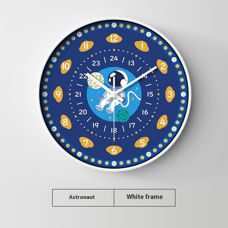 Early Education Cartoon Mute Children's Time Management Quartz Home Wall Mounted Clock