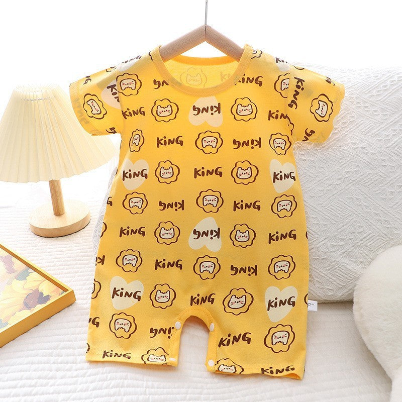 Cotton Summer New Korean Style Baby Boy Thin Women's Short-sleeved Children's Jumpsuit