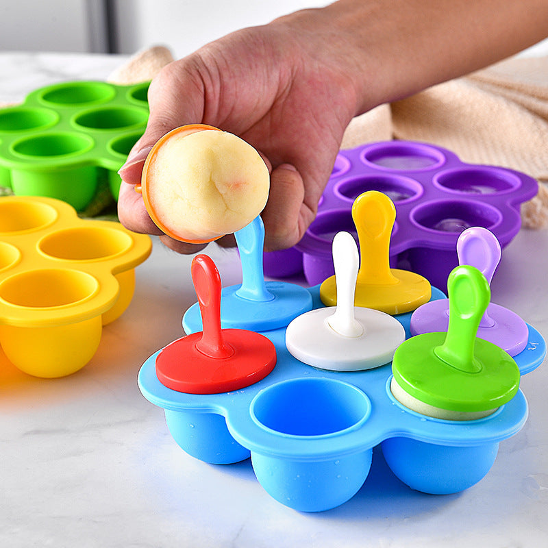 7-Hole Silicone Popsicle Mold – Homemade Ice Cream Tray for Summer Fun