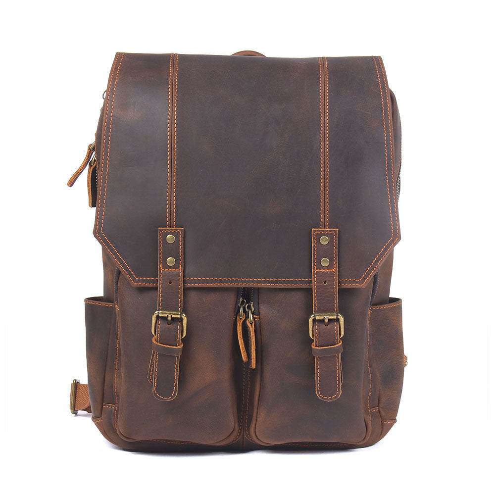 Vintage Large Capacity Crazy Horse Leather Backpack