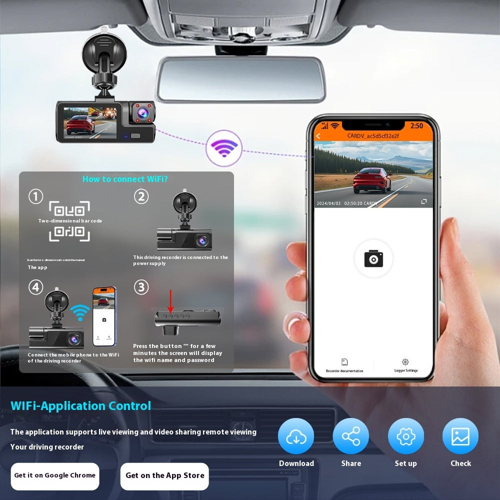 WiFi Driving Recorder – Phone Interconnection & Reversing Camera
