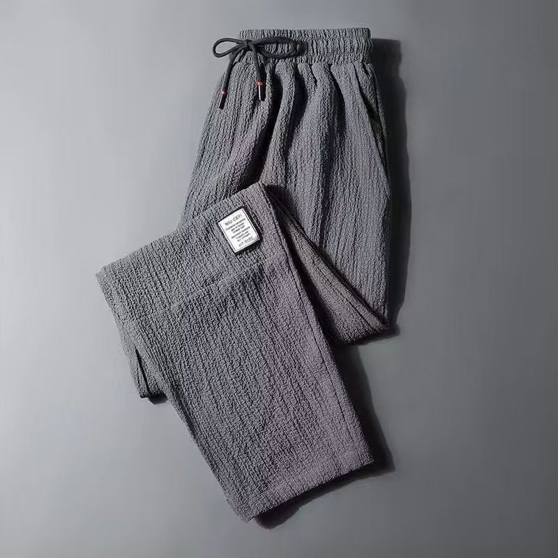 Men’s Straight Draping Elastic Waist Quick-Dry Casual Pants