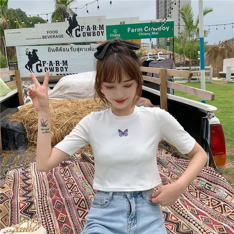 Trendy Short High-waist Slim-fit Crop Top