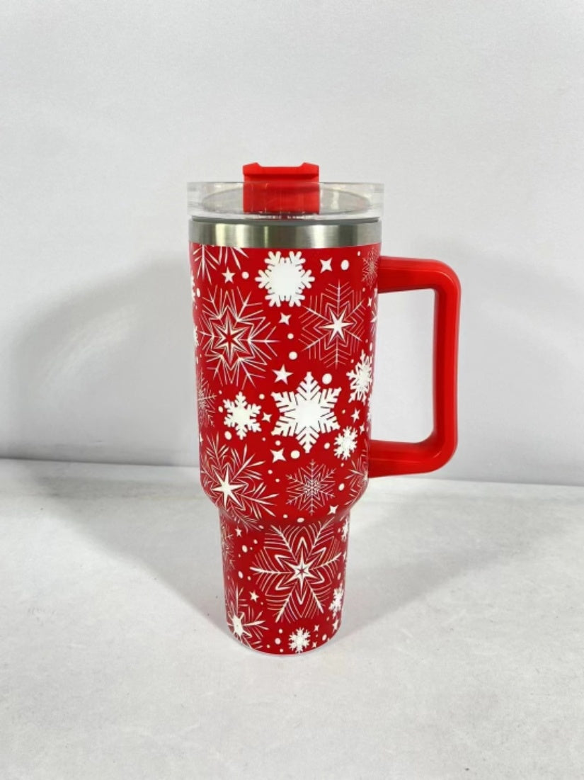 Christmas Vacuum Tumbler with Straw