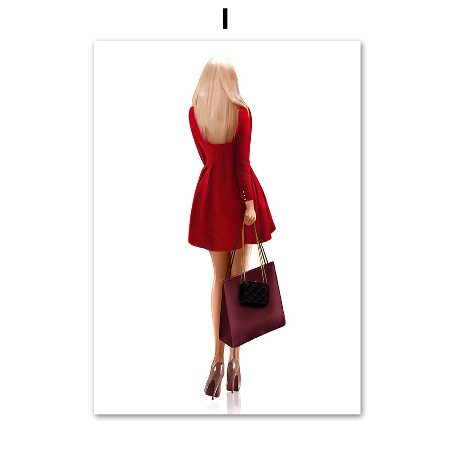 Fashion Wall Art – Schoolbag, High Heels & Lipstick Nordic Canvas Poster Decoration