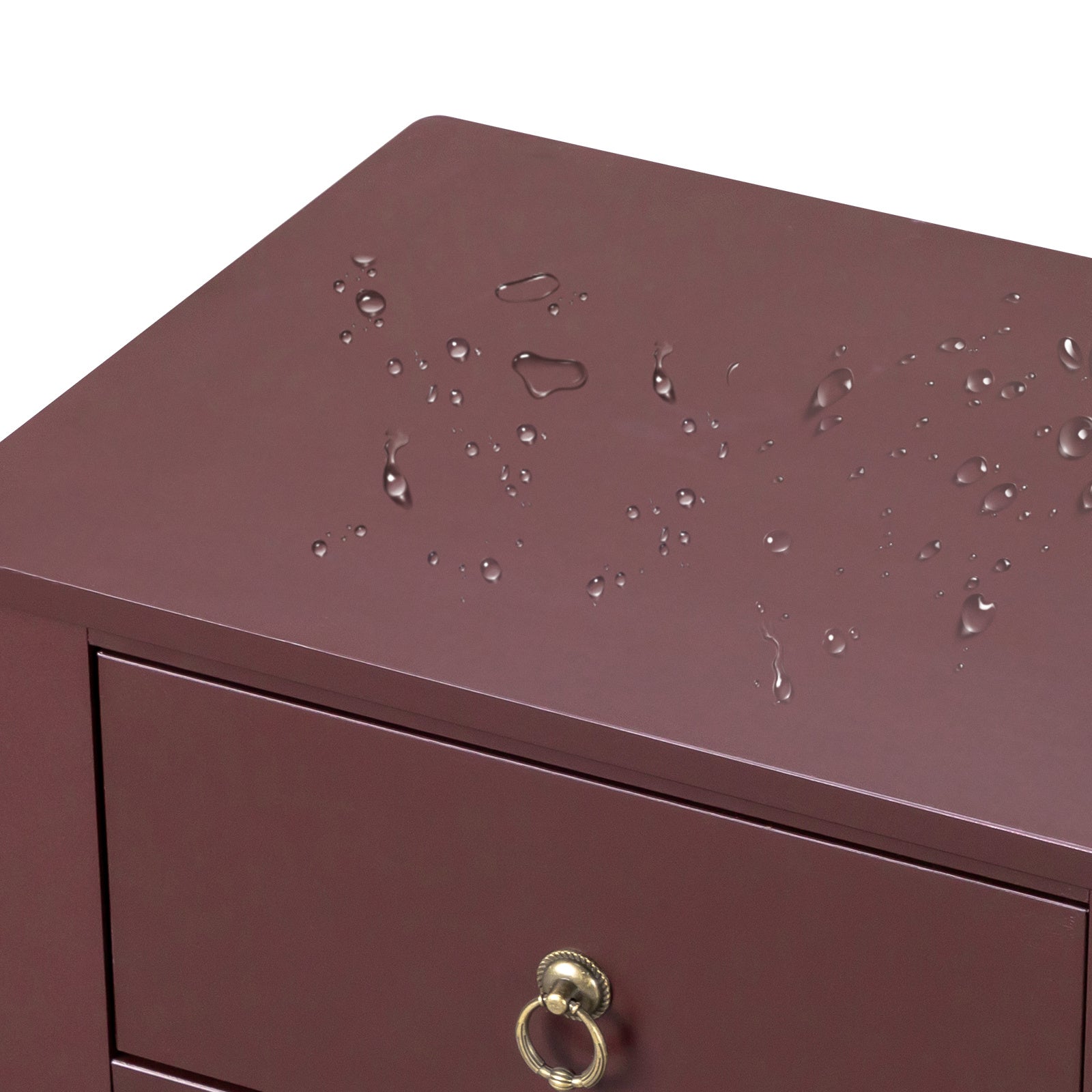 Brown P2 Grade Density Board Spray Paint, Side Cross Type, One Drawer Bedside Cabinet 2pcs