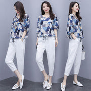 Imitated Cotton Linen Western Style Loose And Thin Casual Fashion Two-piece Suit