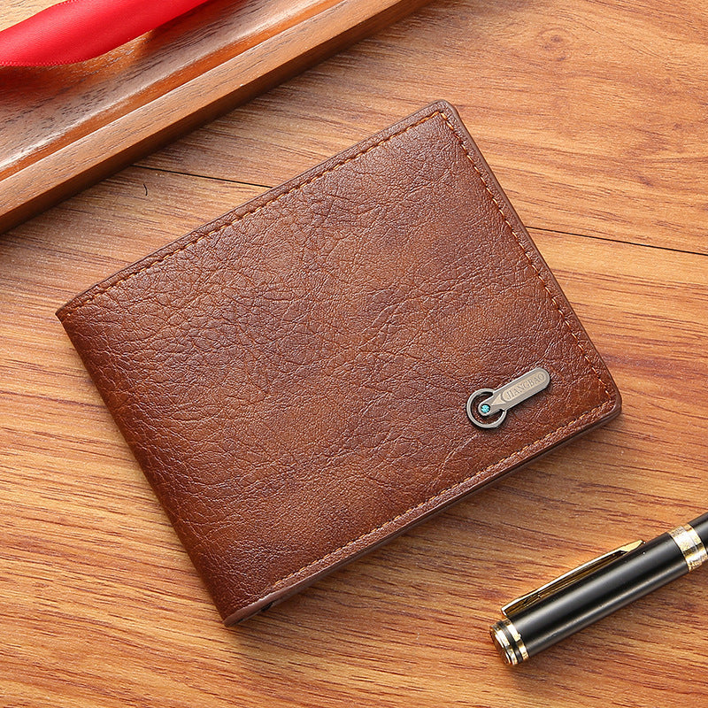 Men's Slim PU Leather Wallet Geometric Pattern Short