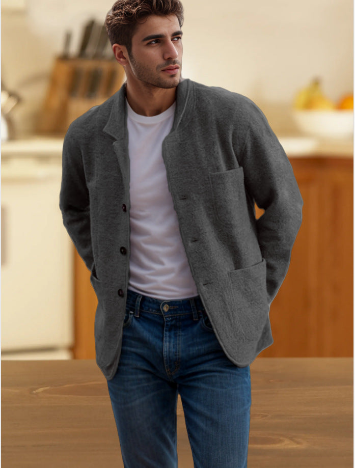 Unisex Slim Polyester Casual Jacket With Front Pockets