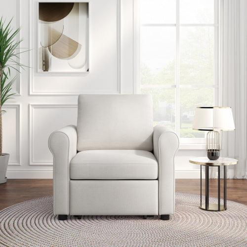 3-in 1 Sofa Bed Chair, Convertible Sleeper Chair Bed,Adjust Backrest Into A Sofa,Lounger Chair,Single Bed,Modern Chair Bed Sleeper For Adults,Cream