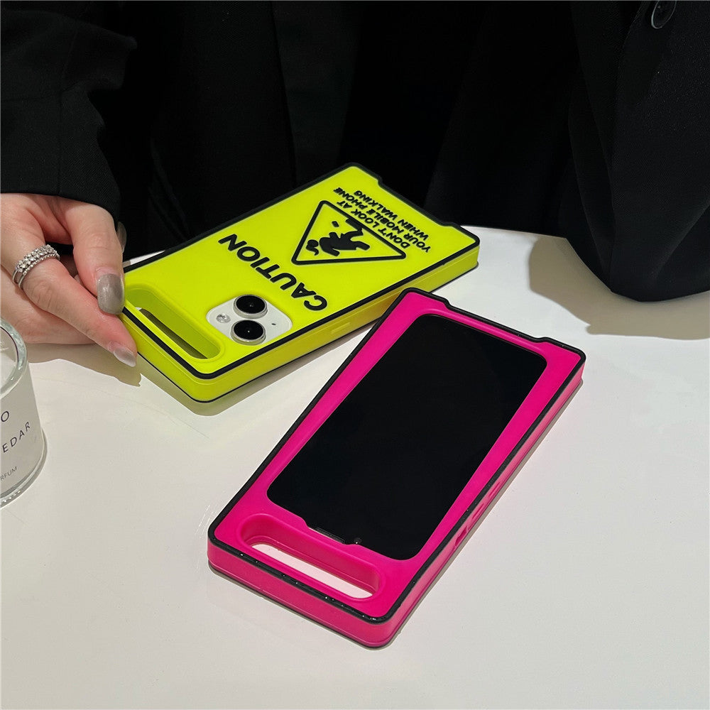 Cartoon Niche Drop-resistant Warning Sign Luminous Phone Case
