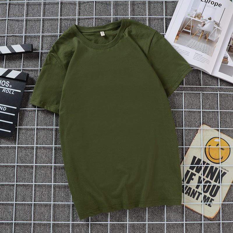 Plus Size Short-sleeved T-shirt Men's Round Neck Solid Color