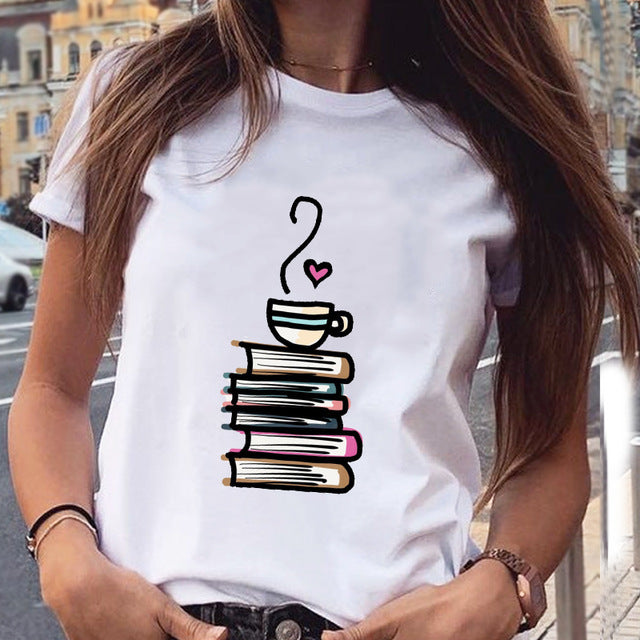 Foreign Trade New Red Wine Glass Electrocardiogram Printing Pattern Spot Short-Sleeved Shirt T-Shirt