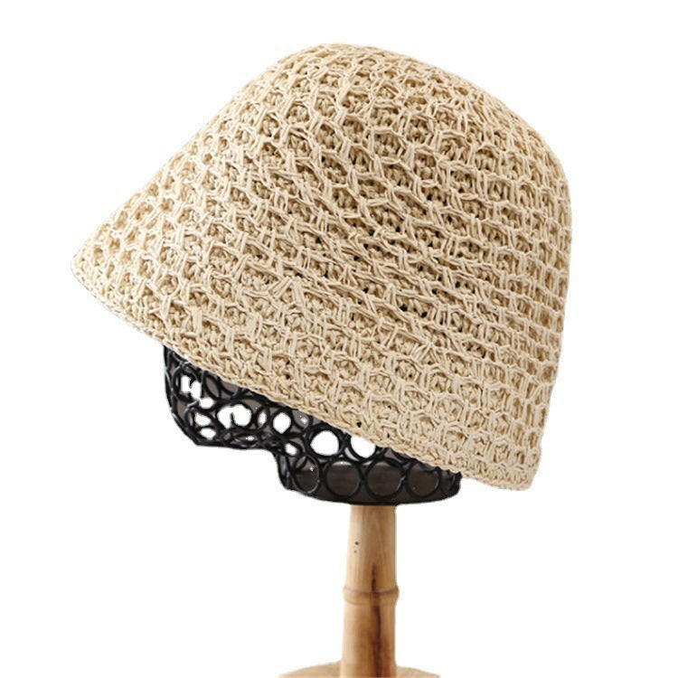 Women's Hollow Breathable Mesh Straw Bucket Hat