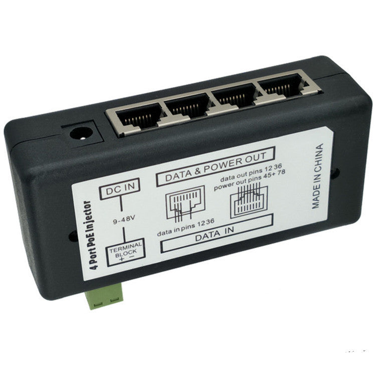 4-Port Centralized TV PoE Box – 4Ch DC Syringe Hub for CCTV & Surveillance Systems