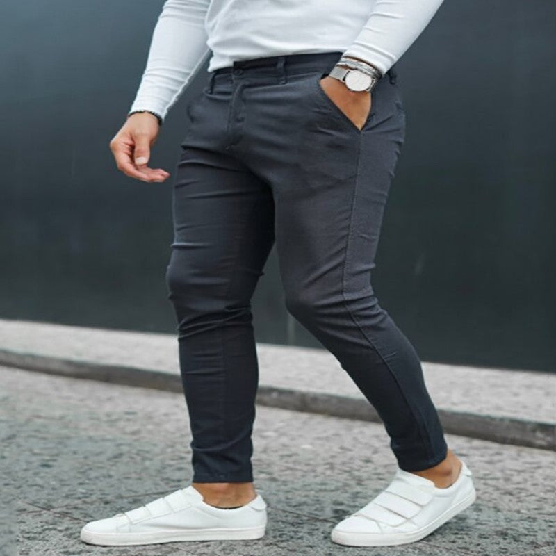 Men’s Slim Fit Suit Pants – Lightweight Summer 3D Printed Trousers