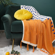 Cotton Polka Dot Contrast Color Knitted Blanket