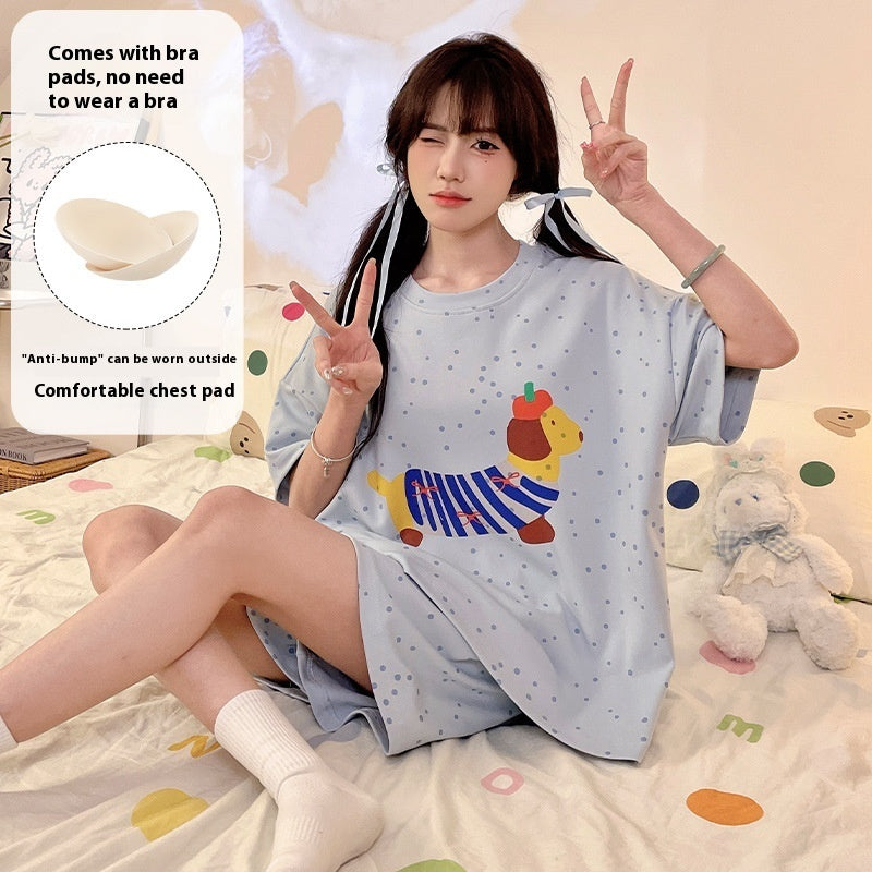 Cartoon Cute Loungewear Can Be Worn Outside With Chest Pad