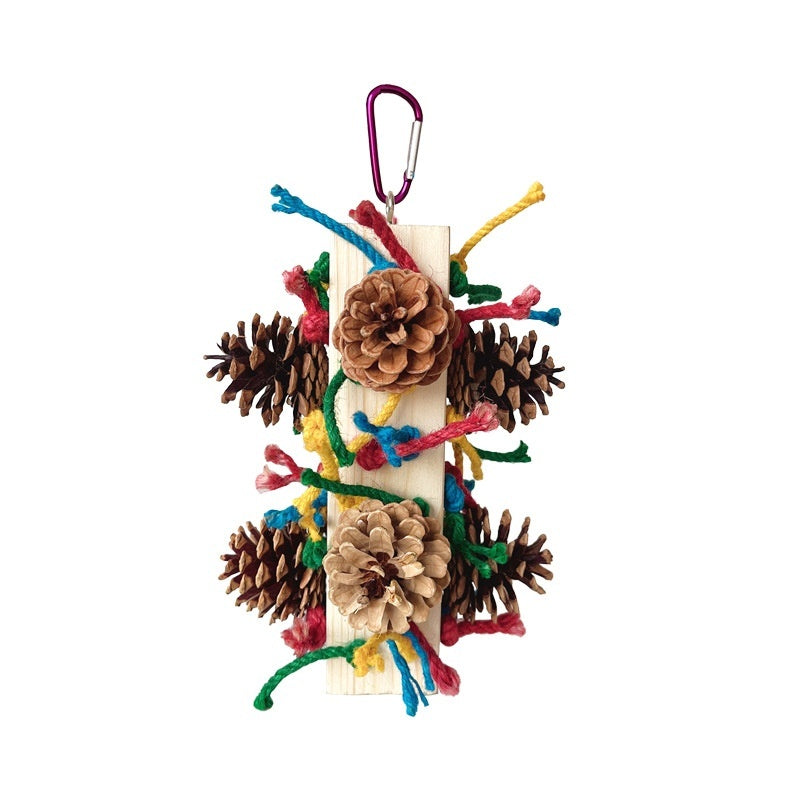 Solid Wood Parrot Toy Bird Stand Tearing Damage Relieving Stuffy Bite Wooden Square
