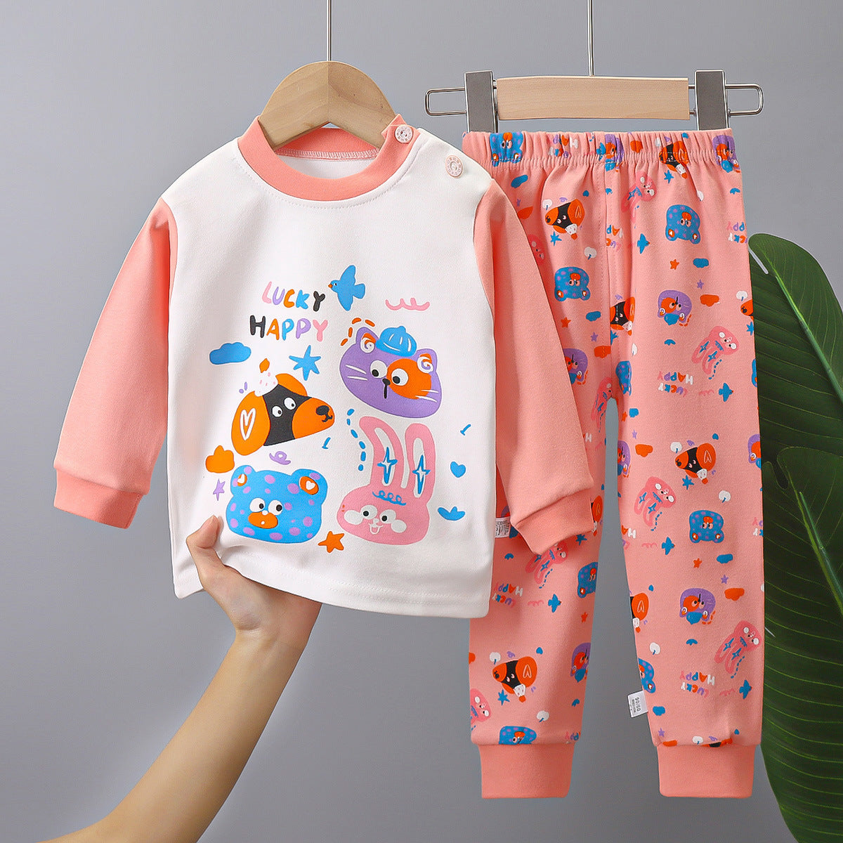 Unisex Kids Casual Two Piece Cotton Rainbow Set Relaxed Fit