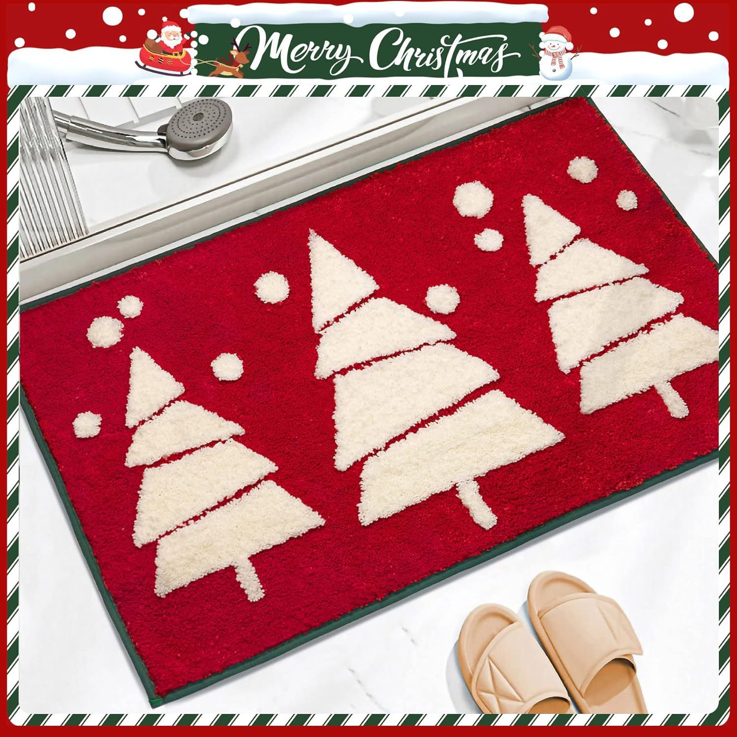 Christmas Cashmere Carpet Bathroom Absorbent Non-slip Mat