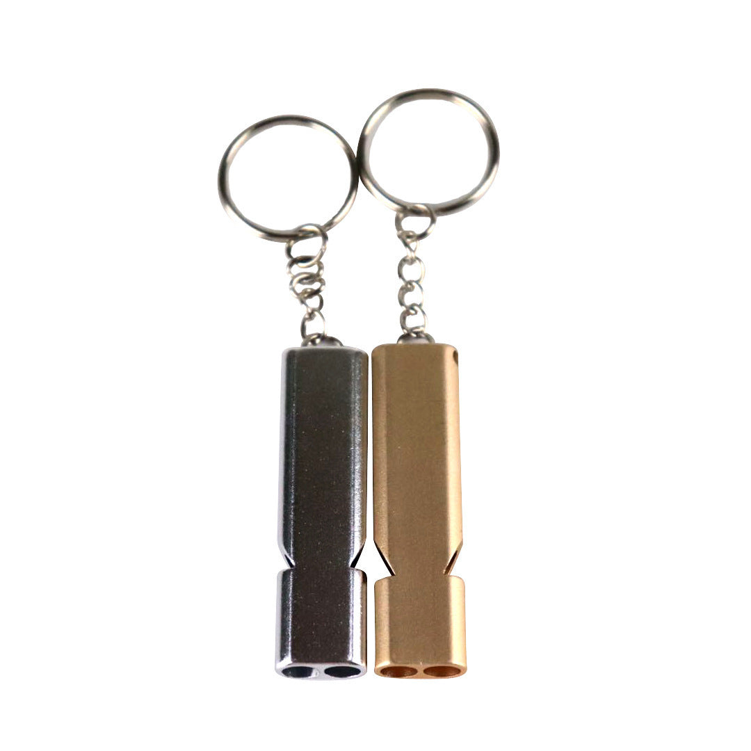 Double Hole High-frequency Aluminum Alloy Whistle Outdoor Survival