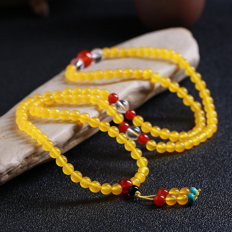 108 Beads Agate Jewelry Gift Necklace Crystal Canary Stone Bracelet