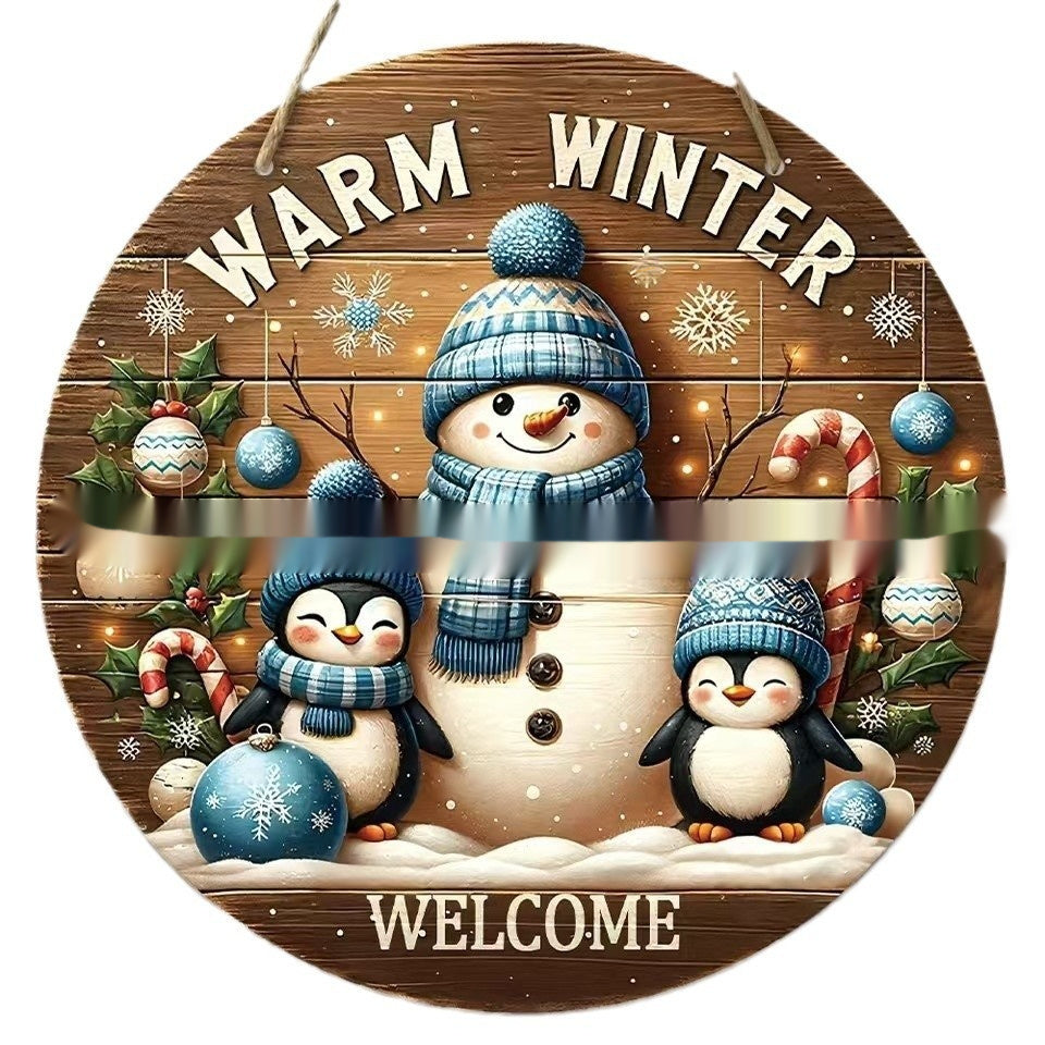 Christmas Winter Gingerbread Man Door Plate Ornaments Wooden