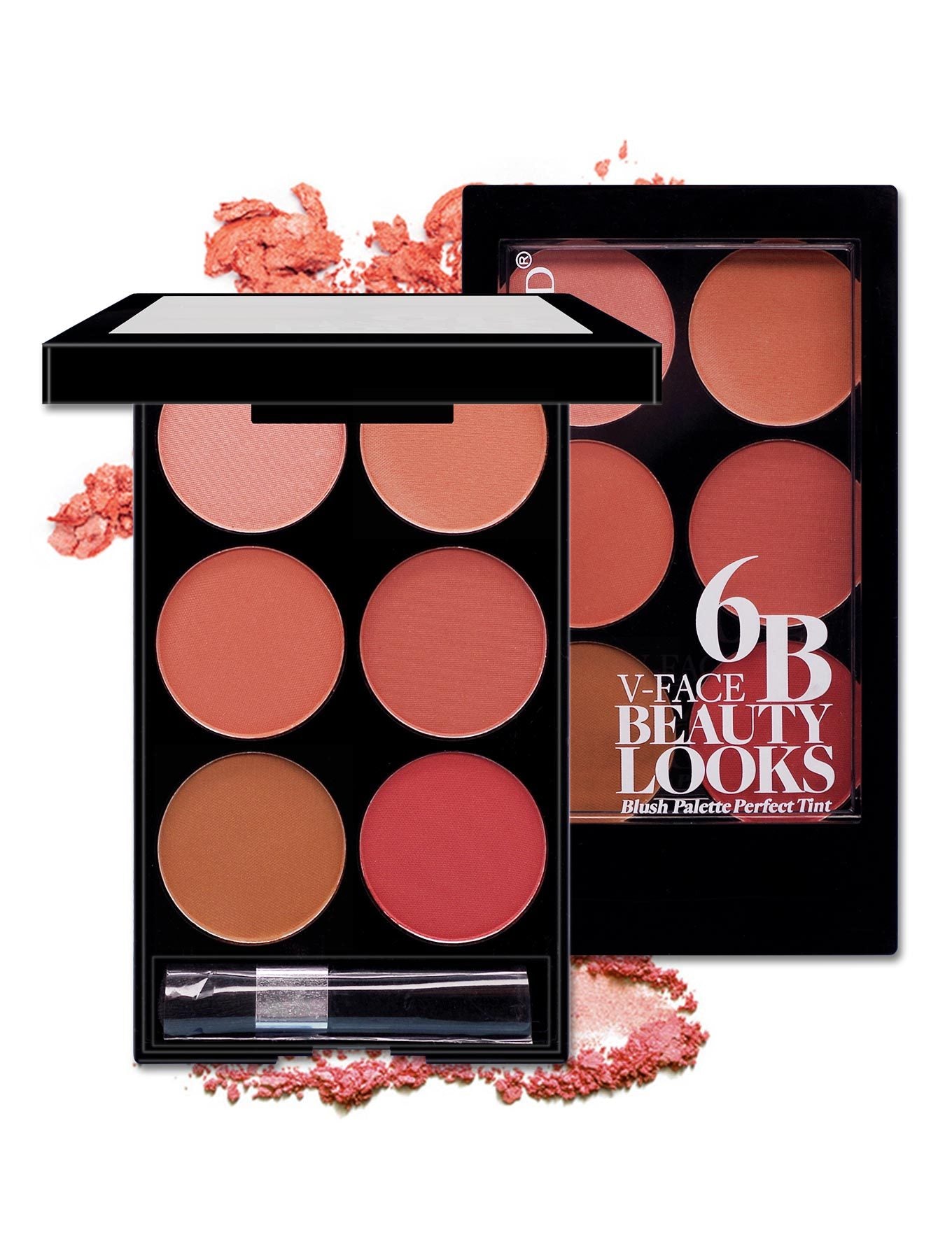 Six Color Blush Palette in Plastic Case for Home Use