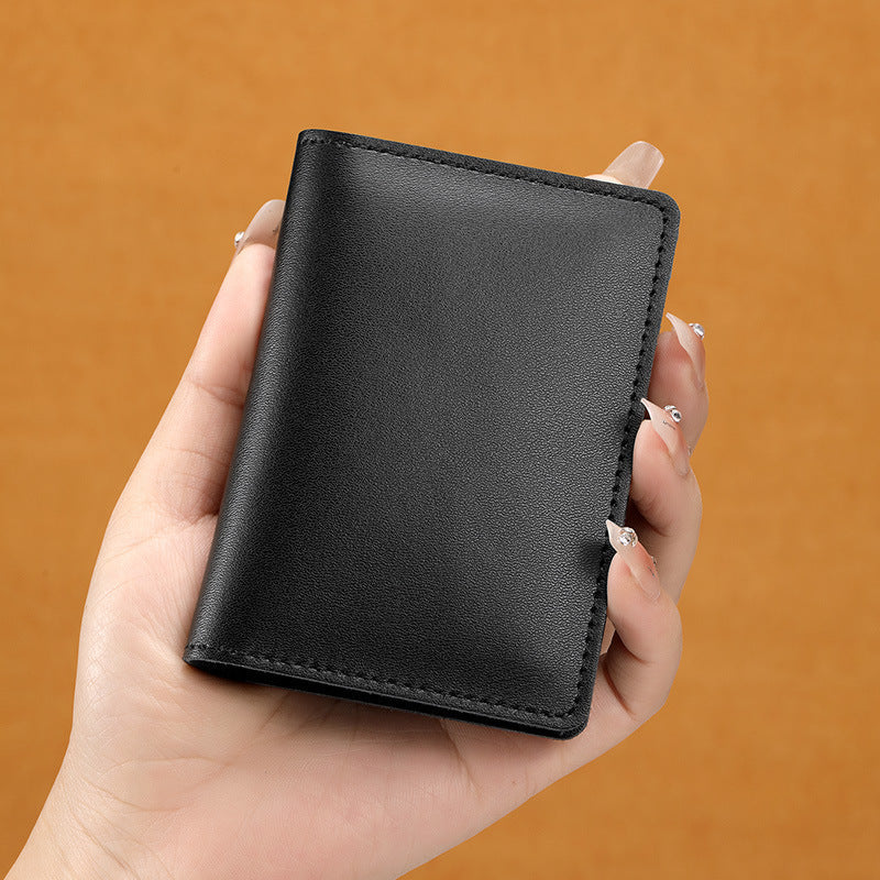 Slim Solid Ultra Thin Cowhide Leather Card Holder Unisex