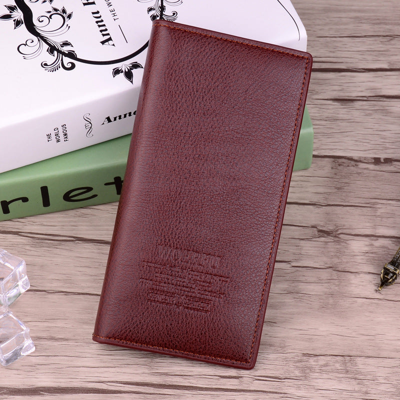 Men's Long PU Leather Wallet Lychee Pattern Business