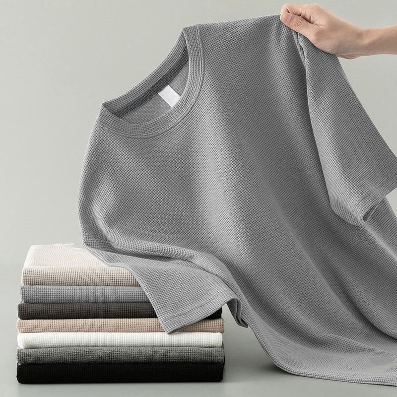 Summer Solid Color Men's Polyester Round Neck T-shirt
