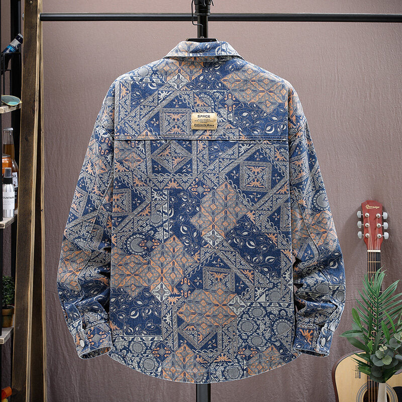 Teenagers Loose Printed Long-sleeved Shirt