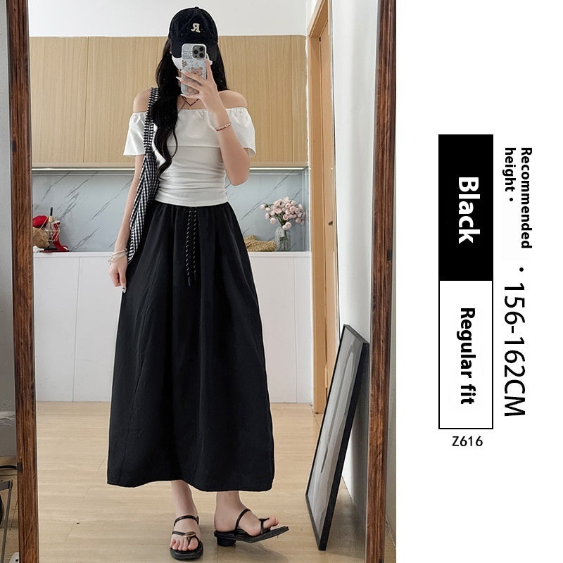 High Waist A-Line Plus Size Small Ice Silk Workwear Skirt