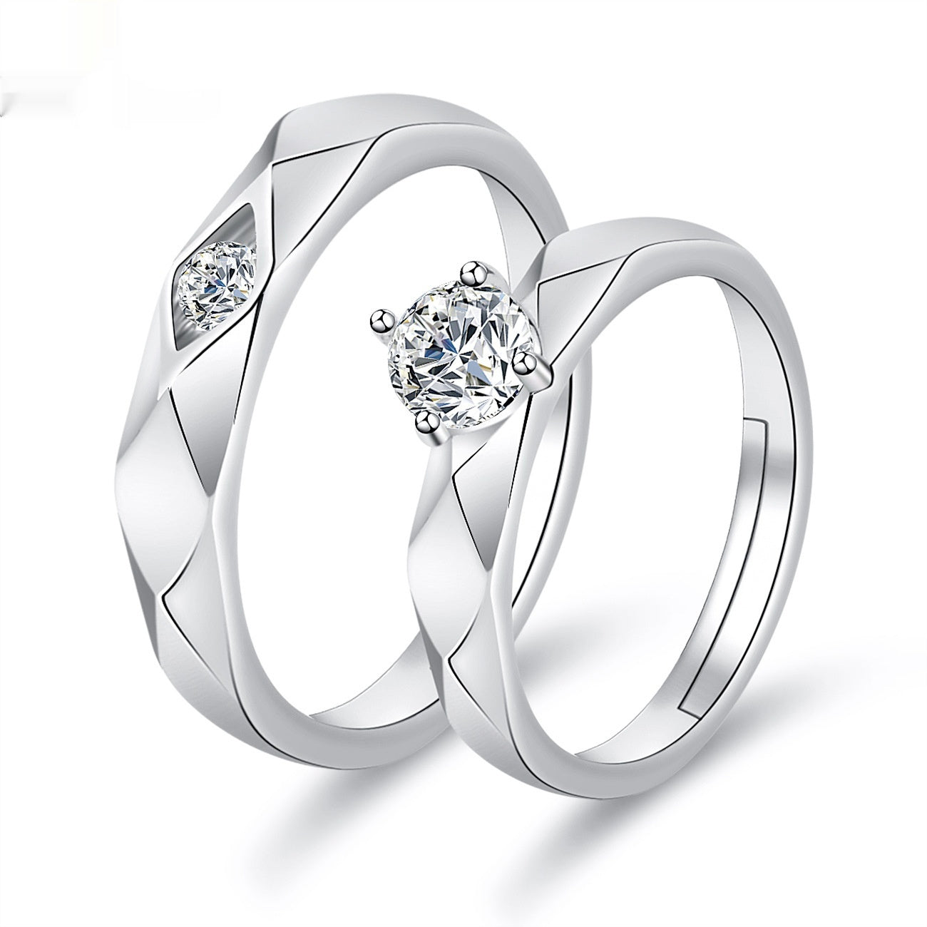 Elegant Crown-Shaped Moissanite Electroplated Copper Couple Rings Set