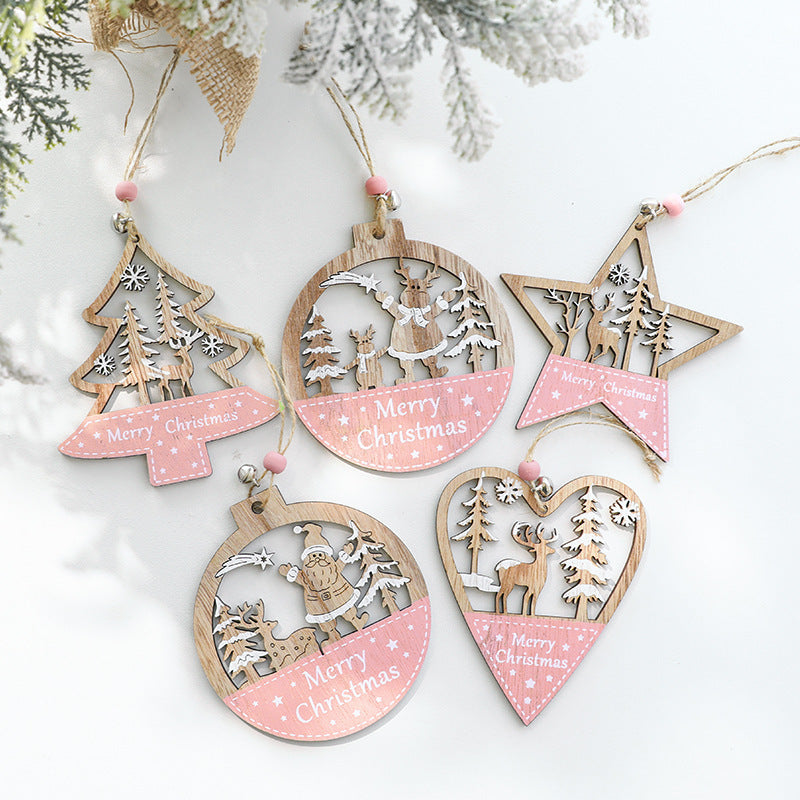 Christmas Tree Decoration Wooden Five-pointed Star Pendant