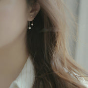 New S925 Natural Pearl Ear Studs Simple Temperamental Sterling Silver Cold Style Niche Handmade Jewelry