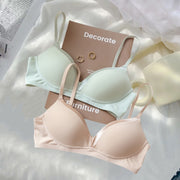 Satin French Triangle Cup Micro Push-Up Bra Without Steel Ring – Sexy Wireless Lingerie for Women